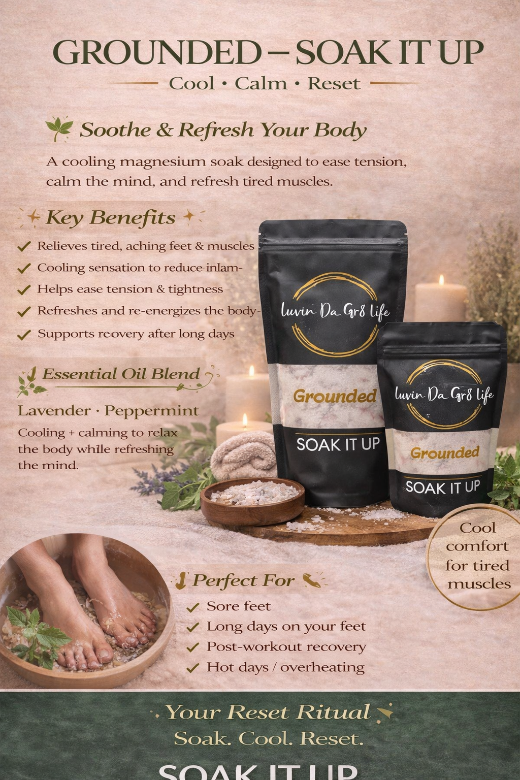 GROUNDED Cool & Restore foot soak